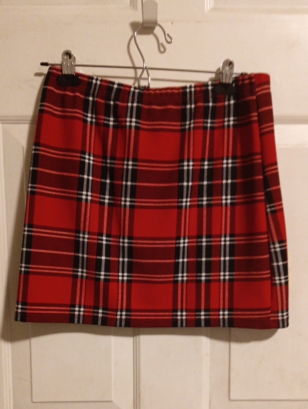 SHEIN Red Plaid Mini Skirt